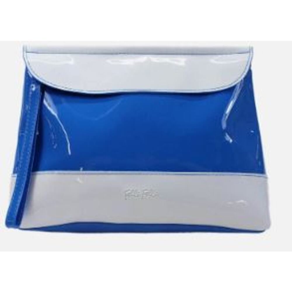 Folli Follie Womens Full Zip Cosmetic Bag Mini Pouch Blue White Colorblock